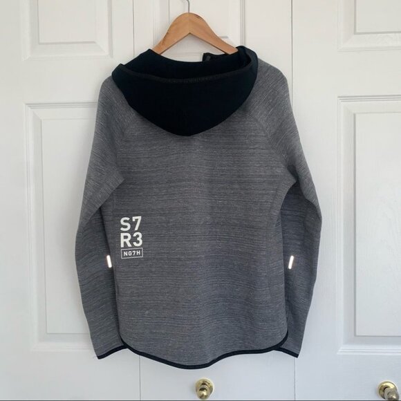 Reebok Hoodie  Women's Size Large Grey Heathered Black Zip-Up Sweater “S7R3NG7H” - Picture 8 of 8